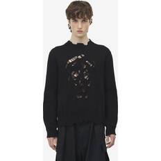 Alexander McQueen Men Tops Alexander McQueen Distressed Skull Jumper Round-neck - Black