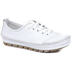 Pavers Wide Fit Leather Lace-Up Trainers SIMIN31003 317 969 White