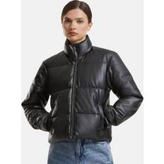 Dam - Konstläder Jackor Urban Classics UC Ladies UC Synthetic Leather Puffer Jacket - Black