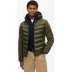 Superdry Hooded Knit Storm Hybrid JKT Mand Khaki Green Marl Overgangsjakker hos Magasin