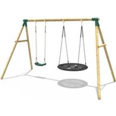 Outdoor nest Rebo Wooden Double Swing Set with Boat Swing Meteorite Green One Size