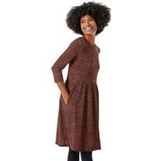 Wool Dresses Roman Leopard Print Stretch Dress Bronze