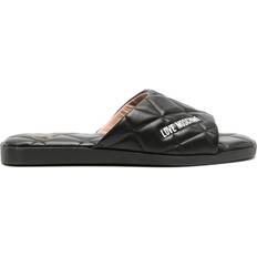 Love Moschino Slides Love Moschino logo-print quilted slides women Sheepskin/Calf Leather/Rubber Black