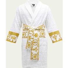 Versace Men Clothing Versace Men's Logo Baroque Bathrobe White