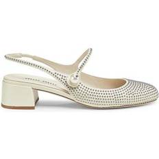 Miu Miu Escarpins et Talons Miu Miu Women's Studded 35MM Leather Slingback Pumps Avorio