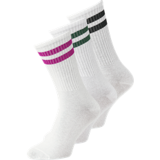 JJXX pack sport socks in white with black pink green stripe-Multi