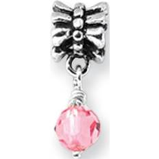 Crystal Charms & Pendants GOLD & WATCHES, Sterling Silver and Faceted Pink Crystal Bead Charm