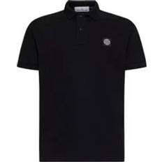 Shirts Stone Island Island-Logo Patch Shirt Polo Nero-Uomo Black