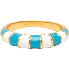 Pura Vida Striped Enamel Gold Ring - Blue/White