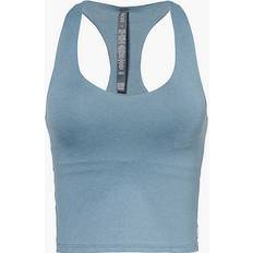 Vuori Halo Performance Crop Tank Top 2.0 in Smoke Blue Heather