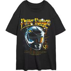 Juniors' Power Rangers Black Ranger Helmet Oversize Graphic Tee