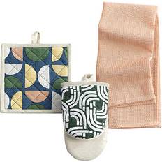 Textiles No. 918 Scandi 3-Piece Mini Oven Mitt 8.0 In. L x 15.0 In. W Pot Holder Beige, Multicolor