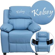 Flash Furniture Kid's Room Flash Furniture Personalized Deluxe Padded Light Blue Vinyl Recliner