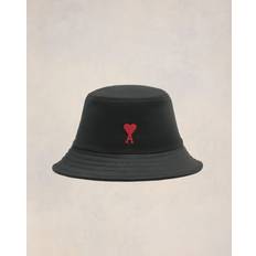 Rød - Unisex Hatte Ami Paris Bomuld Logo Broderet Flad Skygge Hat - Sort