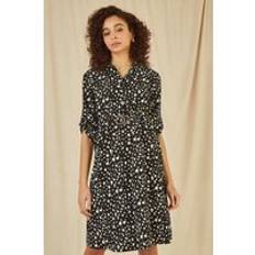 MELA Black Dash Print Skater Dress With Buckle