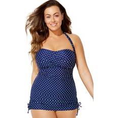 Blue Swimsuits Swimsuits For All Plus Women's Adjustable Sheath One Piece Swimsuit in Navy Mint (Size 12)