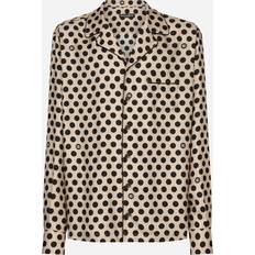 Dolce & Gabbana Beige Shirts Dolce & Gabbana Polka-dot DG logo silk shirt