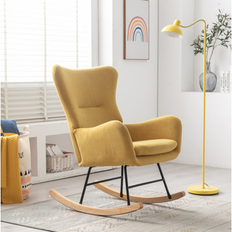 Yellow Rocking Chairs Everly Quinn Meno 26"Wide Modern Stylish Upholstered Accent Rocking Chair