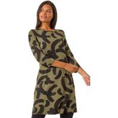 Clothing Roman Brushstroke A-Line Stretch Dress Khaki