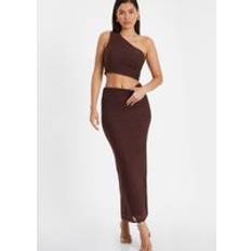 Clothing Quiz Brown Glitter Mesh Midaxi Skirt