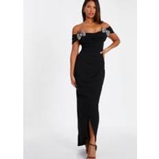 Quiz Black Bow Bardot Maxi Dress