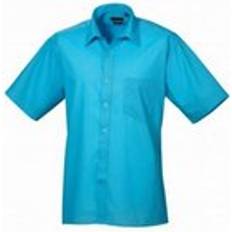 Men - Turquoise Shirts Premier Mens Short Sleeve Poplin Shirt (Turquoise)