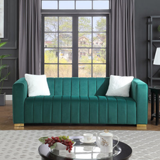 Mercer41 87" Velvet Square Arm 27.56 H x 87.01 W x 33.86 D Sofa 87" 3 Seater