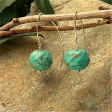 Turquoise Earrings Long Drop Oval Rondell Turquoise Earrings