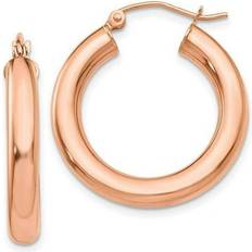 Rose Gold Earrings Bagatela 14K Rose Gold Polished Tube Hoop Earrings