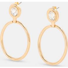 Oval Gem Drop Earring - Gold