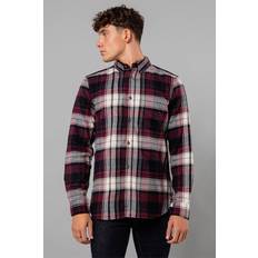 Men - Multicoloured Shirts French Connection Cotton Check Flannel Long Sleeve Shirt Wine