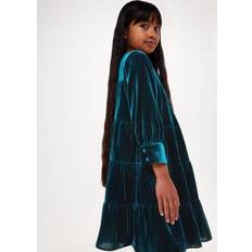 Turquoise Dresses Whistles Kids Sawyer Tiered Velvet Dress Teal 10/11