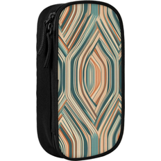 Famgem Abstract Pattern Pencil Case with Double Zippers