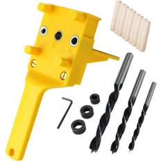 Grandado Dowel Jig 6 8 10mm Wood HSS Drill Bits Woodworking Jig ABS Plastic pocket hole jig Drill Guide Tool For Carpentry 100pcs 10x60mm