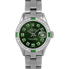 Rolex Women Wrist Watches Rolex Swiss Wrist, Pre-Owned 6917 Ladies 26mm Datejust Wristwatch Green Emerald (3 Year Warranty)