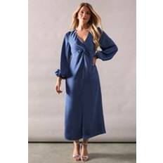 Clothing Wallis Occasion Satin Twist Midaxi Dress Blue