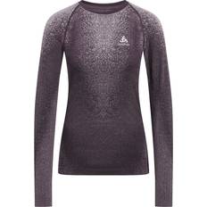 Fitness & Gymträning - Gråa Underställstoppar Odlo Women's Baselayer Top Crew Neck L/S Blackcomb Eco Underkläder syntet Färg grå/lila