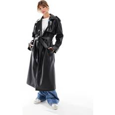 Leather Imitation - Women Coats ASOS DESIGN leather look trench coat in black