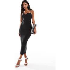 Transparent Dresses ASOS DESIGN sheer panelled bandage midi dress in black