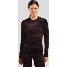 Braun - Damen Basisschicht-Oberteile Odlo Damen Merino Ridgelines BI Crew Neck Longsleeve rot