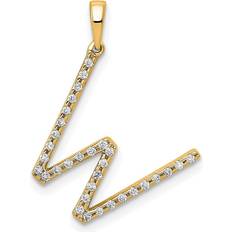 Gold Charms & Pendants Finest Gold 14K Yellow Diamond Letter W Initial Pendant