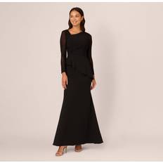Aftenkjoler Adrianna Papell Strik Crepe Combo Mesh - Sort