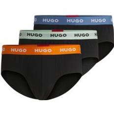 Briefs - Green Men's Underwear HUGO Three-pack of stretch-cotton briefs with logo waistbands Black