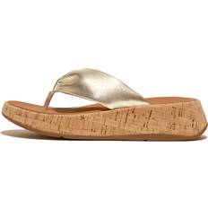 Fitflop Sandales à talons Fitflop F-mode Leather-twist Flatform Toe-thongs Slides Golden Frau