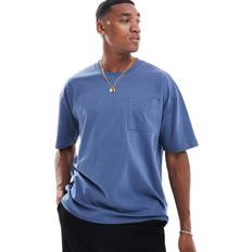 New Look Indigoblå t-shirt oversize med ficka