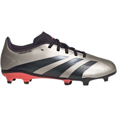 Grey Football Shoes Children's Shoes adidas Junior Predator League FG - Platinum Metallic/Aurora Black/Turbo