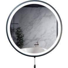 Matt Black Bathroom Mirror Round Pull Switch