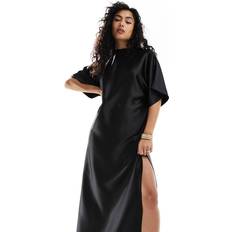 Clothing ASOS DESIGN satin oversized midi tshirt dress in black