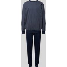 Polyester Pyjamasar Schiesser pyjamas lång med manschetter Nightwear set, Nattblå_182196