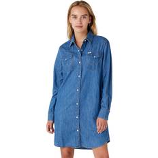 Wrangler Women Dresses Wrangler Kleid Frau Slim Denim Bleu